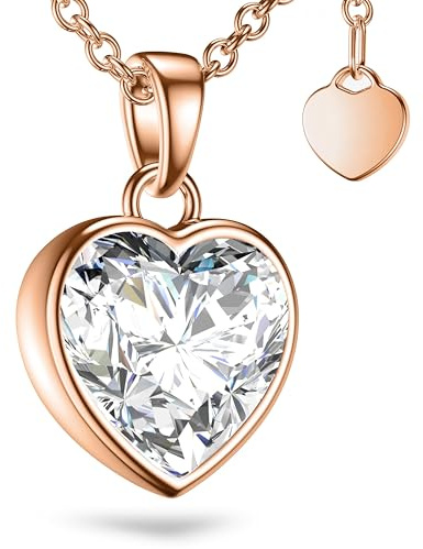 Amoonìc Herzkette Silber 925 / Gold vergoldet, Halskette Damen verstellbar | 45-50cm mit Herzanhänger, Kette Damen mit Herz, Echt Silberkette mit Stein Frauen Schmuck Geschenk für Sie Mama Freundin