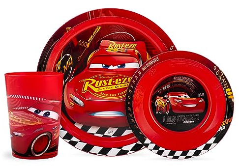Lulabi Cars Set 3 Pezzi Bimbo, Polipropilene, Rosso, Decorato
