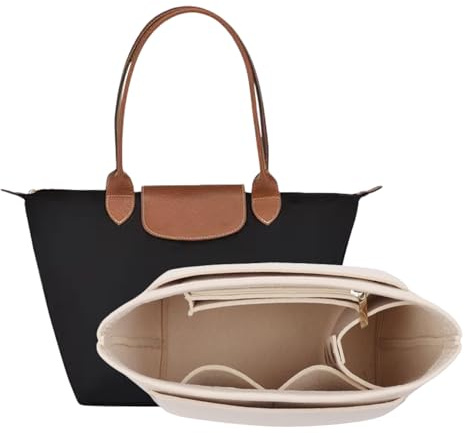 D.DUO Tascheneinsatz-Organizer, Geldbörsenzubehör,Passend Für Longchamp Tragetasche mit langem Griff (Beige,M (langer Griff))