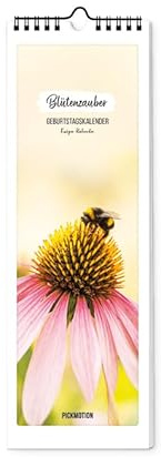 Pickmotion | Geburtstagskalender - Blütenzauber | 12x36 | Deutsch | 1 Spalte für Notizen