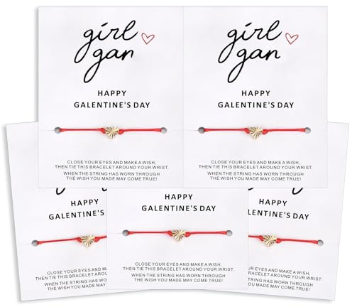 Miss Pink Galentines Bracelet Gifts for Friends Sister Best Friend Bracelets for 5, Bff Friendship Gift Set of 5 4 Heart Jewelry in Bulk for Women (5)