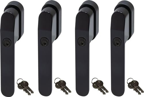 ABUS FG400BK, abschließbarer Fenstergriff in schwarz im Set 4 Stück, alle gleichschließend AL0089 mit acht Schlüsseln