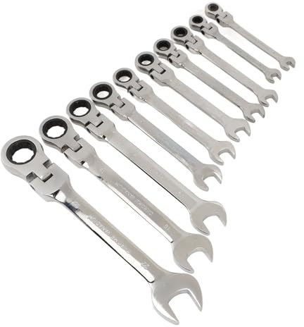 Juego de Llaves Combinadas con Trinquete de Cabeza Flexible, 1 Juego de Llave Combinada con Trinquete Multifunción de Apertura Rápida, Fácil de Manejar para Reparación Mecánica