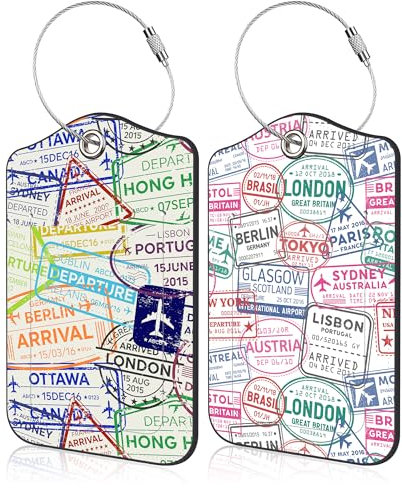 Set di 2 etichette creative per passaporto per bagagli, in pelle PU, con copertura per la privacy e anello in acciaio inox, per adolescenti e adulti, borsa da viaggio valigia