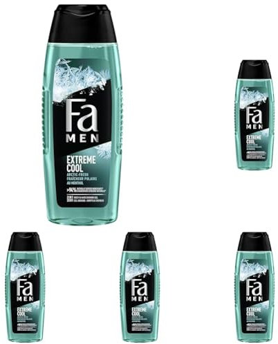 Fa Men - Gel Douche Corps Homme - Extreme Cool - Formule de pH neutre pour la peau - Testé sous contrôle dermatologique - Bouteille de 250 ml (Lot de 5)