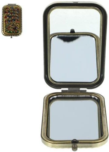 Healeved Vintage Doppelter Klappbarer Taschenspiegel Kompaktspiegel Tragbar Für Reisen Und Alltag Hochauflösender Schminkspiegel Mit Praktischem Design
