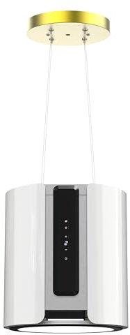 FIREGAS Hotte Aspirante Îlot, 480 m³/h, Classe Énergétique A, 9 Vitesses, Commande Tactile et Télécommande, Acier Inoxydable, Blanc