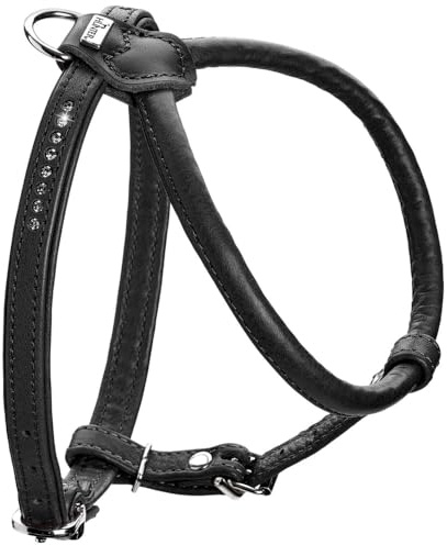 HUNTER Round & Soft Canadian UP Hundegeschirr | geschmeidiges Rindsleder, rundgenäht, fellschonend, nachhaltig, Made in Germany, Farbe: Schwarz, Größe: XS-S