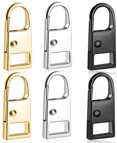 Deoward Cerniera Tira Sostituzione, 6 Pcs Chiusura Lampo di Ricambio in Metallo Riparazione Cursore Cerniera Tirante per Valigie, Zaini, Trolley, Giacche, Borse a Mano