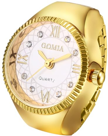 OIDEA Relojes Anillo Elástico Unisex: Reloj de Cuarzo Analógicos para Hombre y Mujer Escala de Diamantes Correa de Acero Estirable Oro - para Uso Diario Ocio Regalo