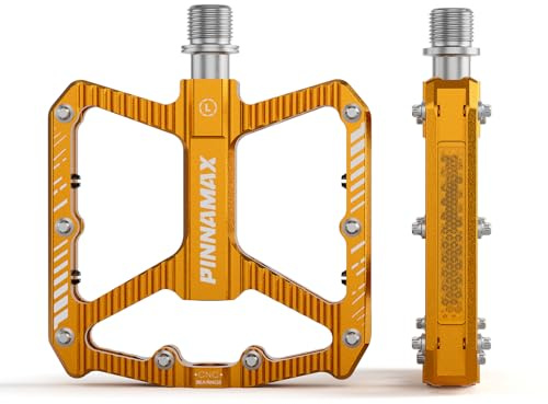 PINNAMAX Fahrradpedale, CNC-Aluminium, 9/16 Zoll, rutschfeste Plattform, 3 Lager, Fahhrad Pedale für Rennrad, MTB, E-Bike