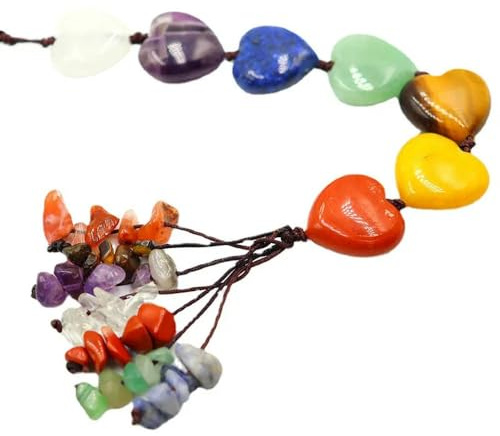 ROCILB Adorno Colgante Hecho a Mano con Piedras Naturales de los 7 Chakras, Cristales de Colores, borlas, para Yoga, meditación, decoración de Pared, Ventana, Coche y hogar.