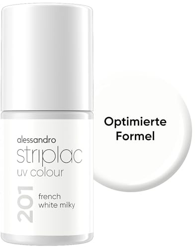 alessandro Striplac UV-Nagellack French White Milky - Deckend & Kratzfest bis zu 15 Tage - Leichtes Auftragen - Schonende Abziehtechnologie - Vegan - Weiß, 6,5ml