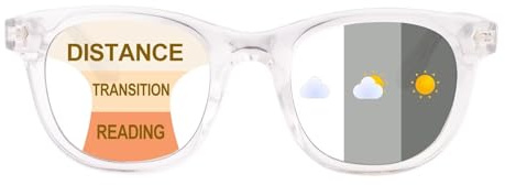 SKYWAY Photochrome Progressive Multifocus Blaulichtfiter Lesebrille Damen Herren Klassisch Retro Federscharnier Computerbrille Gleitsichtbrille Selbsttönende Lesesonnenbrille UV400 Schutz