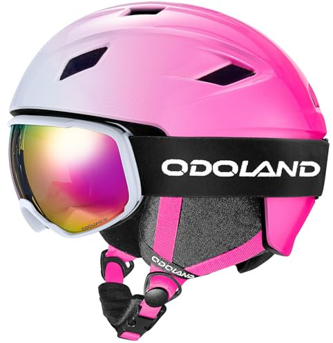 Odoland Casco de Esquí con Gafas para Hombres y Mujeres, Combinación Ajustable de Casco Deportivo y Gafas de Nieve, Equipo de Esquí Profesional para Adultos y Jóvenes Snowboard Motonieve,WPM