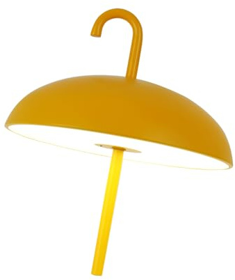 ONNENKERZE Umbrella Table Lamp Yellow with Battery & USB-C, 3-in-1 LED Lamp for Hanging, Standing or Lying Down Decorative Lamp in Green, Yellow or Orange with Metal Stand, Mood Light for Indoor and