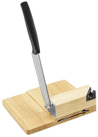 Stainless Steel Slicer with Carbide Knife Sharpener Made of Stainless Steel with Wooden Base Tabletop Chinese Medicine Slicer Biltong Cutter for Corn and Rice Cake