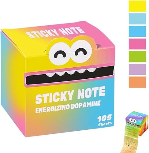 105 Sticky Notes/roll, Cute Monster Designs, Fun, Pastel-Colored Pull-Out Notes, a Fun Gift for Teachers and Students.