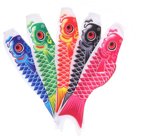 EPIGEIST Bandiera Giapponese della Carpa 5 Pezzi in Raso Resistente alle Intemperie, Decorazione Colorata per Ristoranti e Celebrazioni di Festival All'aperto