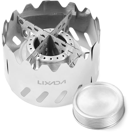 Jxngery Mini réchaud à dos brûleur à alcool en aluminium de 100 ml avec couvercle/support en croix/pare-brise, réchaud de camp portable pour camping randonnée