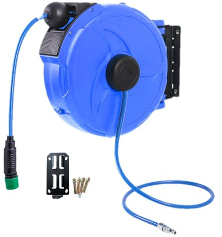 Enrouleur de Tuyau d'Arrosage Rétractable,Support Rétractable Robuste De 12 Mètres - Automatique pour Tuyau d Arrosage - pour Jardin Garage Maison Extérieur Arrosage