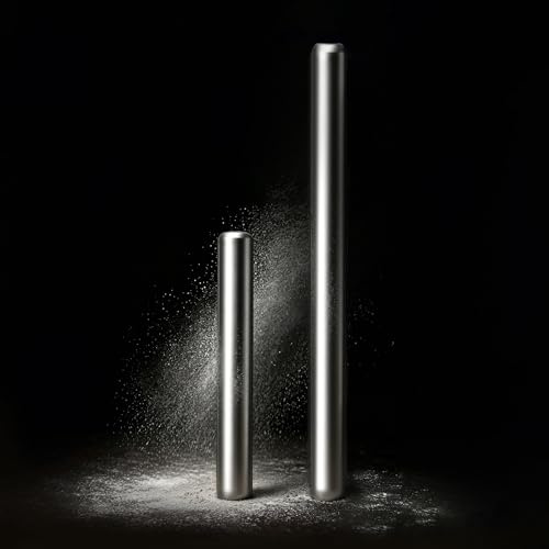 2 Stück Edelstah Nudelholz, 40cm + 20cm Metall Teigroller Antihaft | Rostschutz Rolling Pin Fondant Teigrolle Nudelhölzer für Pizza Knödel Kuchen Knetteig Mürbeteig