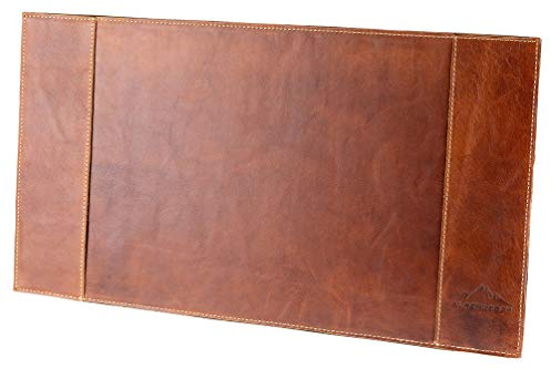 Alpenleder Schreibtischunterlage - PIEMONT (Handgefertigt) - Nachhaltiges Bio-Leder aus regionaler Landwirtschaft | Schreibtischunterlage leder *Fair Produziert* (52x29cm, Cognac)