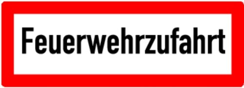 LEMAX® Feuerwehrschild, Feuerwehrzufahrt - DIN 4066 Alu geprägt weiß/schwarz 420x148mm
