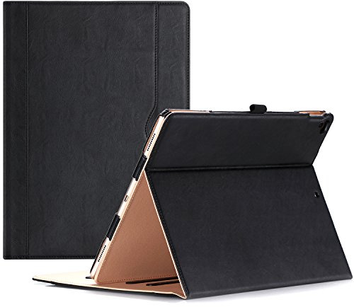 ProCase Lederhülle für 2017 iPad Pro 12.9 Zoll (A1670 A1671) und 2015 iPad Pro 12.9 (A1584 A1652), Schutzhülle Case mit Stifthalter PU-Leder Hülle für iPad Pro 12,9 -Schwarz