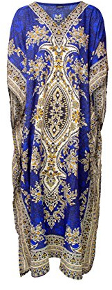 RK Essentials | Tribal Ethnic Print Long Kaftan | Plus Size … (Royal Blue)