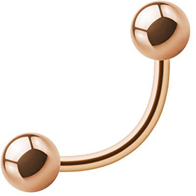 Treuheld® | 1,2mm x 6mm Piercing Banane | Kugeln 3mm | Chirurgenstahl 316L | Roségold | Glänzend | Curved Barbell | Intimschmuck, Bauchnabel