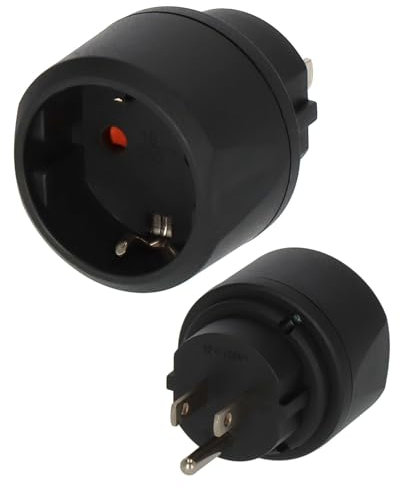 Brennenstuhl resekontakt/reseadapter (reseadapter för anslutning av elektriska apparater med jordkontaktsystem i länder med amerikanskt (3-polig) kontaktsystem) svart