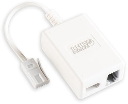 rhinocables ADSL Microfilter with Cable and RJ11 Connection Adapter | Includes BT Plug, BT Socket & ADSL Socket | Uninterrupted & Interference-Free Internet, Easy Installation (Pack of 1)