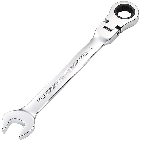 Draper 52019 Hi-Torq - Llave combinada de trinquete de cabeza flexible métrica, 17 mm