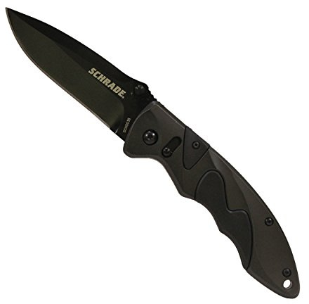 Schrade Erwachsene Einhandmesser Einhandmesser, Stahl AUS8, rostfrei, beschichtet, Klingensperre, Aluminium-Griffschalen, Gummieinlagen, Mehrfarbig, One Size, 141112