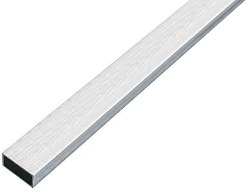 Alberts 488840 Tube rectangulaire | aluminium, aspect acier inoxydable, clair | 1000 x 20 x 10 mm