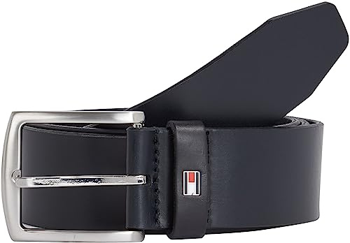 Tommy Hilfiger Herren Gürtel New Denton Belt 4.0 Ledergürtel, Blau (Midnight), 80 cm