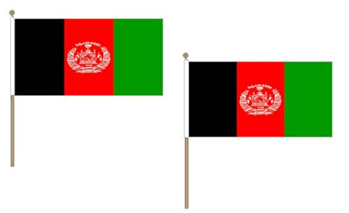 AZ FLAG STOCKFLAGGE Afghanistan 45x30cm mit holzmast - 10 stück AFGHANISCHE STOCKFAHNE 30 x 45 cm - flaggen