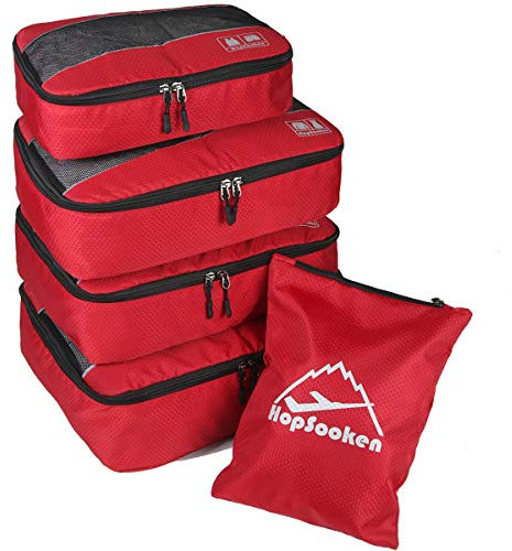 ehsbuy 5-teilig Koffer Organizer Wert Set Packing Cubes,Packwürfel,Packtaschen,Travel Organizer für Organisiertes Reisegepäck,Urlaub, Reisen (rot)