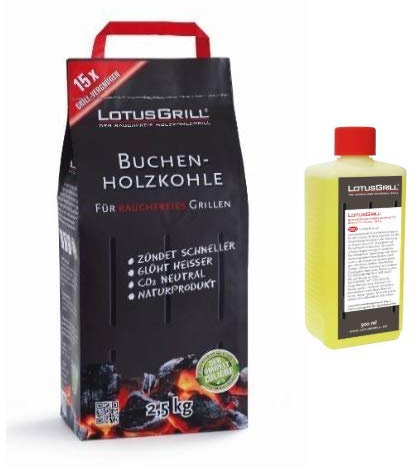Lotus Grill Kit Carbonella sacchetto di Faggio 2,5 kg più 1 confezione Gel da 500 ml