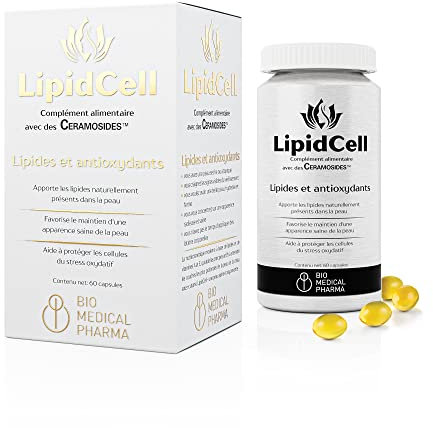 Capsules de Céramides et Squalène avec Vitamines A & E – Hydratation et Élasticité de la Peau – Barrière Hydrolipidique Renforcée – Anti-Âge et Protection Antioxydante – LipidCell (60 Gélules)