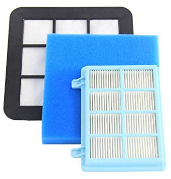 WuYan Kit de Filtros de Vacío para Philips Power Pro Compact FC9331/09 FC9332/09 FC8010/01 - Antialergias, Protección del Motor y Espuma (Reutilizable, Lavable)