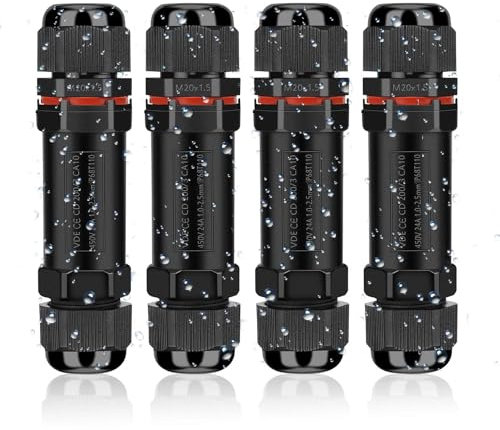 Connettore per cavi impermeabile IP68, manicotto di collegamento per cavo da terra, scatola di collegamento a 3 poli per diametro del cavo di 3-12 mm, scatola di derivazione esterna, 4 pezzi