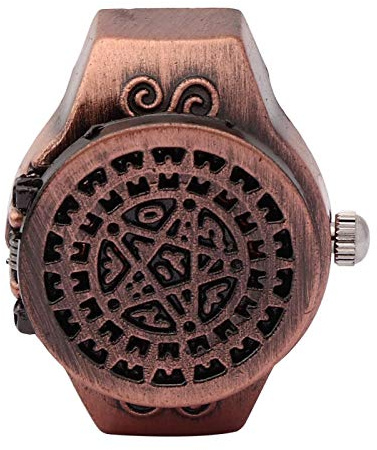 Orologio con anello da dito Cover flip-up Orologio con anello al quarzo da dito vintage Orologio da dito creativo per uomo Maschio per Natale San Valentino(RED)