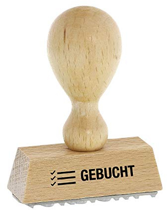 Stempel Gebucht, Holzstempel 50x20 mm, Buchungsstempel | Fertigtext ohne Wartezeit für Rechnungen und Belege in der Buchführung – Stempelkissen separat erforderlich