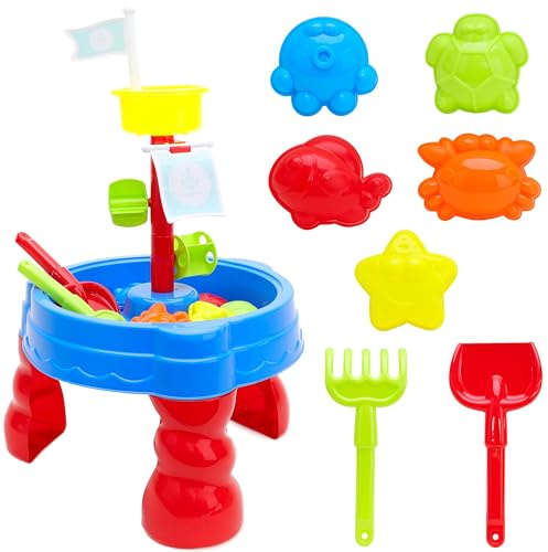 Toyland® Fartyg med ohoy pirat tema sand och vatten bord – trädgårdsleksaker och aktiviteter – 16 st set – lämplig för 18 månader+