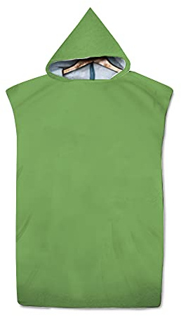 3D Badeponcho Surfponcho, Treer Surf Poncho Umziehhilfe Schnelltrocknend Strandtuch Strand Handtuch Badetuch mit Kapuze aus Mikrofaser für Erwachsene Herren Damen Kinder (Grün,75x110cm)