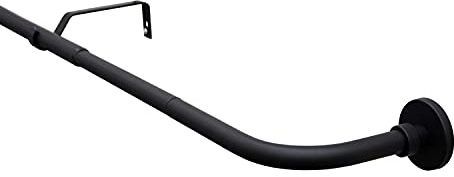 Gardinia Set de Tringles à Rideaux Lisa, 1 Voie avec Coude, Diamètre 16/19 mm, Extensible, Longueur 130-180 cm, Noir Mat