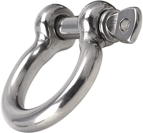 OPIOL QUALITY® Schäkel Geschweift Form Ø 8mm aus Edelstahl A4 V4A (1 Stück) Rundschäkel Verbinder Drehschäkel D-Schäkel Augenbolzen Drahtseil Seil Boot Säurebeständig