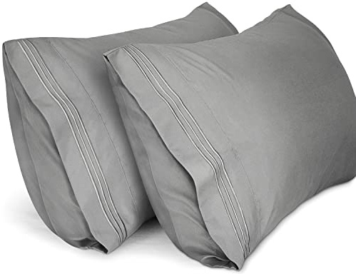 Lirex 2er Pack kissenbezug 50 x 80 cm, Weiche Gebürstete Mikrofaser-Kissenbezüge, Hotelverschluss kopfkissen bezug，Kopfkissenbezug aus weichem Mikrofaser ，Oeko-TEX Zertifiziert (Grau)